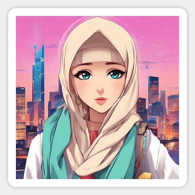 Arabic Hijab Anime Girl Magnet by animegirlnft